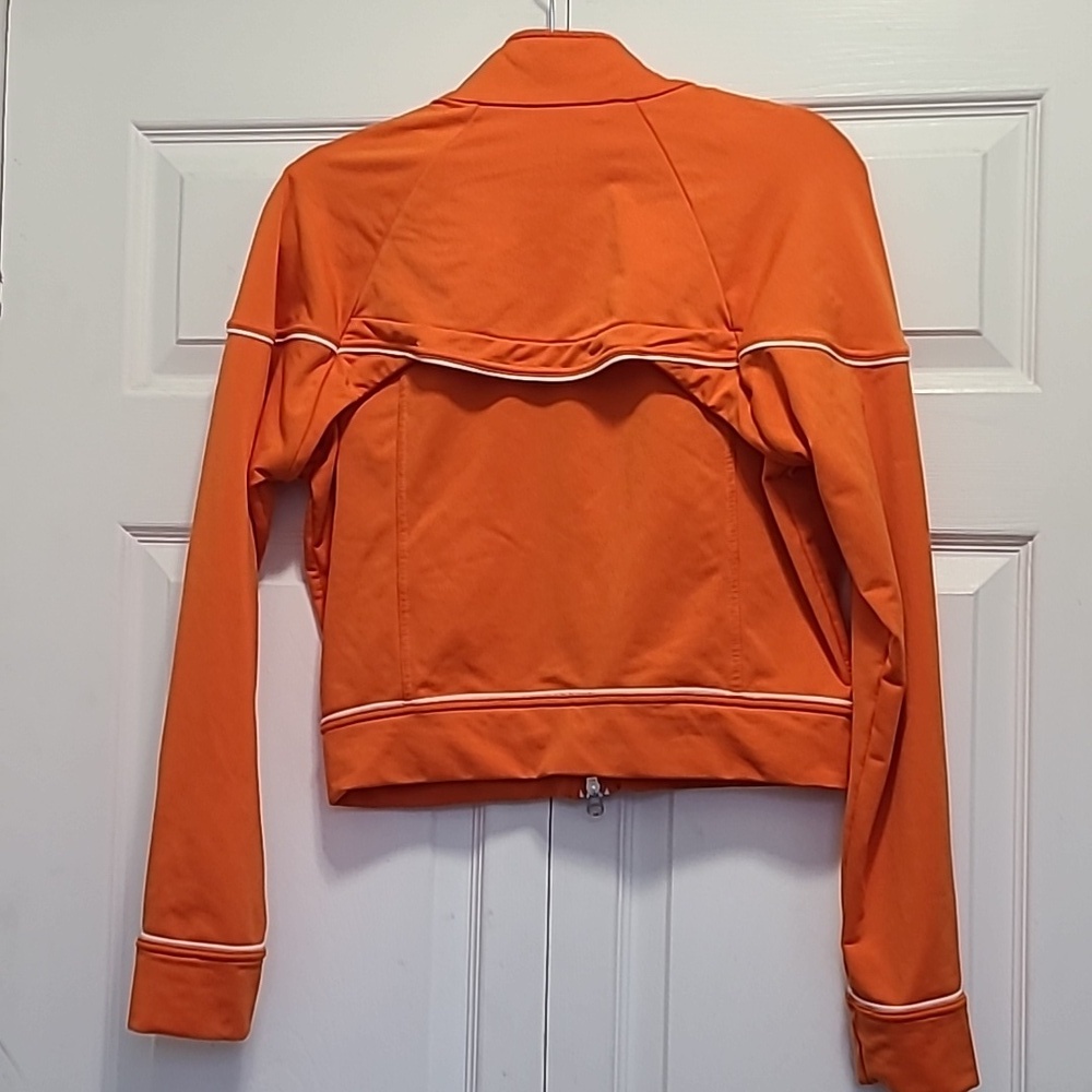 Nike Track Jacket Orange Full Zip Gym Warm Up Dri Fit Cropped LARGE - Picture 2 of 9